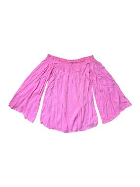 Lilly Pulitzer Nita Top Women’s Small‎ Tiki Pink Off-Shoulder Bell Sleeve Blouse